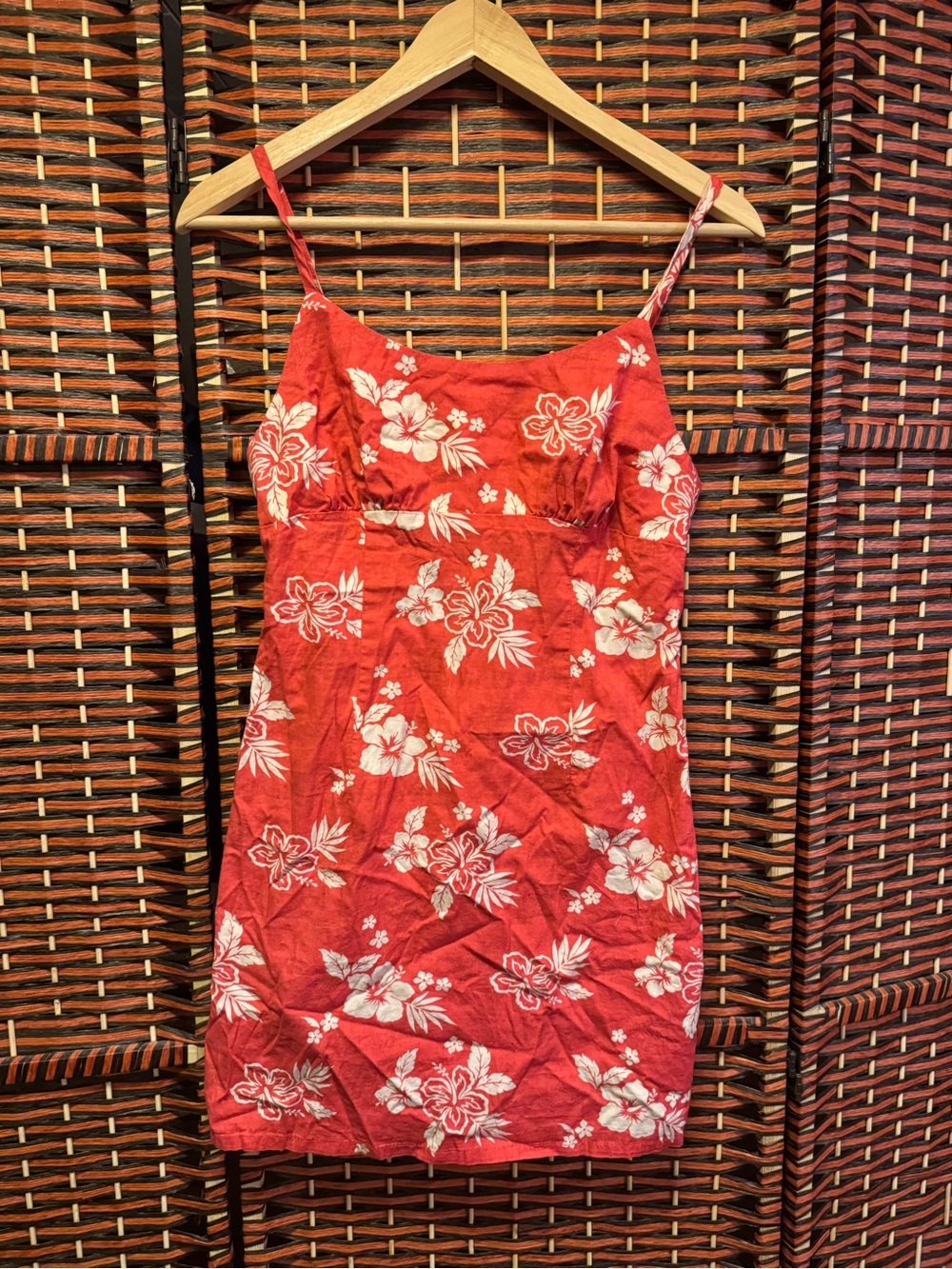 Red Floral Vacation Core Mini Dress